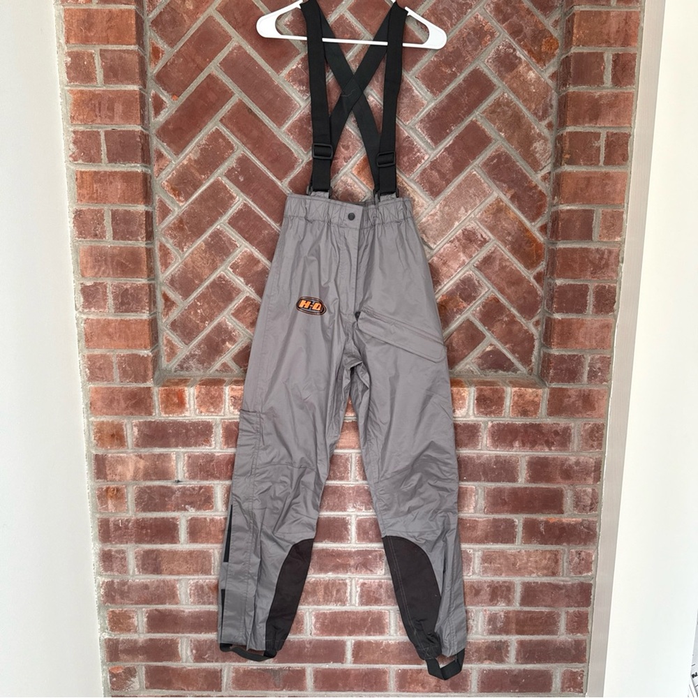 Harley Davidson Motorcycle Pants Wind Rain Stirrup Suspenders Size XS‎ Gray